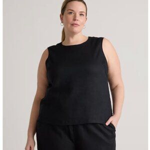 Quince 100% European Linen Tank Black Casual Minimalist Summer Spring Size 3X